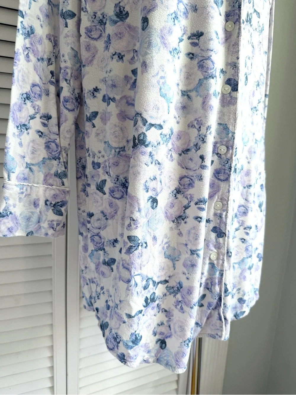 S🪻 Victoria’s Secret VS Modal Blue Lavender Purple Floral Button Up Sleepshirt